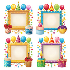 Wall Mural - collage of colorful birthday party frames