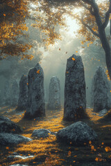 Poster - A mystical stone circle at the heart of the vale, known as the Sentinel, imbued with protective magic,