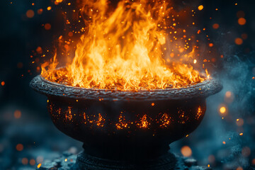 Aufkleber - A mystical forest where the embers released by a dying fire transform into fireflies, each carrying the essence of the night......