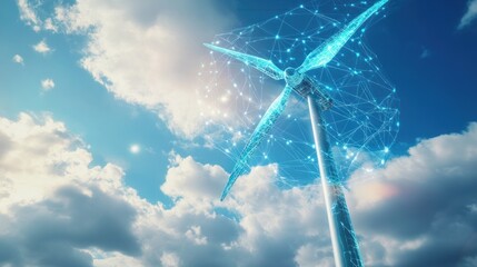 Canvas Print - Wind Turbine with a Digital Overlay