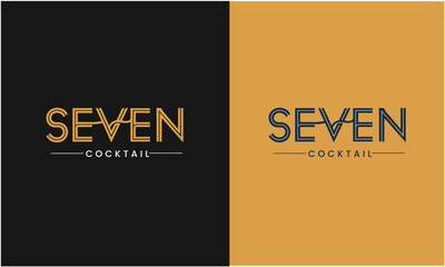 Wall Mural - Vintage logotype seven Cocktail logo design vector. alcohol drink icon. Seven logo design, Seven cocktail, cocktail glass vector retro design template.