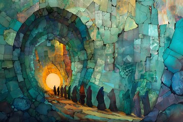 Wall Mural - Mosaic of Hope A Journey Towards Light.