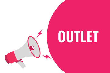 outlet button, banner, label, template for website. outlet text with colorful megaphone icon
