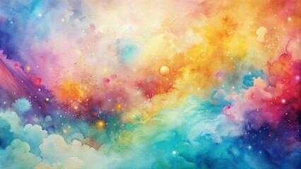 Poster - Vibrant abstract watercolor background with soft blended colors, delicate textures, and subtle streaks, perfect for adding a touch of creativity to your designs.