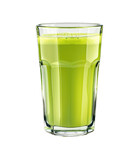 Green juice glass isolated on transparent background cutout PNG