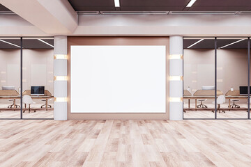 Wall Mural - Large blank white poster in a modern office corridor. 3D Rendering