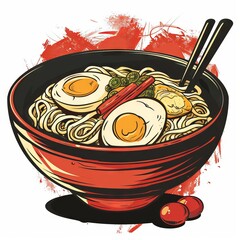 Canvas Print - A yummy icon of noodles bowl