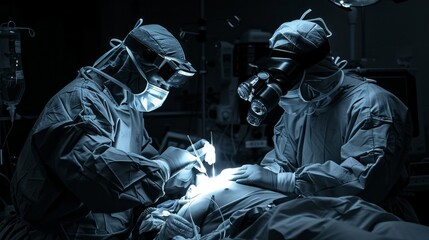 Poster - Two surgeons are performing surgery on a patient