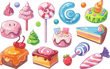 Wall Mural - set of birthday cake