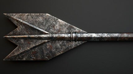 Fototapete - Imagine an arrow with a metallic texture. Describe how the texture and shine make it suitable for an industrial-themed project.