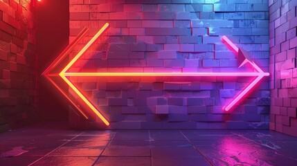 Poster - Imagine an arrow with a neon light effect. Describe how the glowing elements make it eye-catching and suitable for a nightlife advertisement.