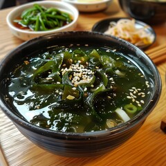 Canvas Print - yummy korean seaweed soup healthy 