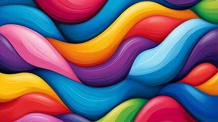 Poster - A colorful, abstract painting of a rainbow. The colors are vibrant and the brushstrokes are bold. The painting evokes a sense of joy and happiness, as if it were a celebration of life
