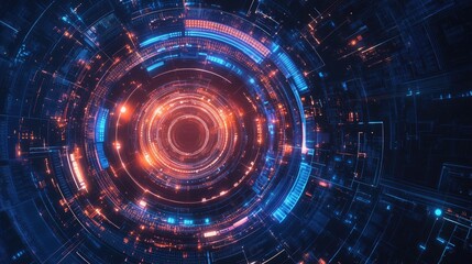 Poster - Abstract background with futuristic tech elements and vibrant patterns from a top view