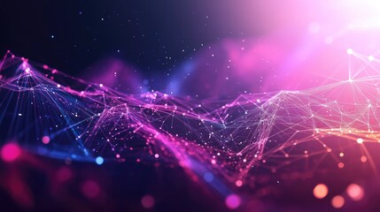 Poster - Abstract tech background with geometric shapes and data flow visualizations