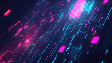 Poster - Abstract tech background with geometric shapes and data flow visualizations
