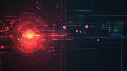 Poster - Abstract tech background with geometric shapes and data flow visualizations