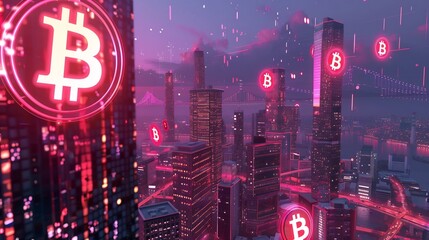 Wall Mural - bitcoin cityscape: a futuristic metropolis