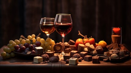 Canvas Print - A Still Life with Wine, Grapes, and Chocolate