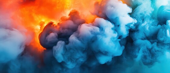 Poster - Abstract Blue and Orange Smoke Swirls