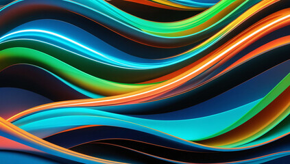 Wall Mural - A vibrant wave pattern with a blue stripe. The colors are bold and lively, conveying energy and movement. 