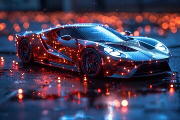 Wall Mural - a sports car with lights on it. 