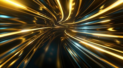 Wall Mural - Abstract Glowing Lines with Golden and Blue Hues