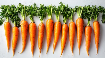 Fresh orange carrots bunch with green leaves isolated on white, healthy organic root vegetable