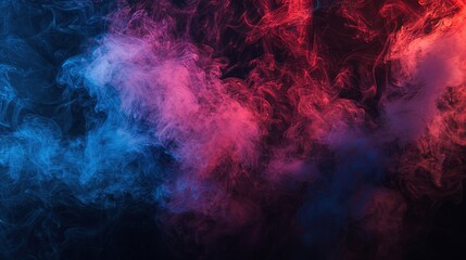 Poster - smoke in red and blue light on black background