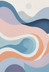 Wall Mural - pastel colours background with wavy lines