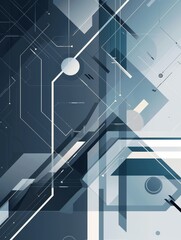 Poster - management wallpaper with copy space, technology background, flat design, minimalist style, futurist