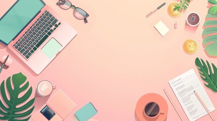 Poster - Budget-themed flat design wallpaper with ample copy space, clean and modern aesthetic, vibrant color palette, high resolution suitable for stock photos