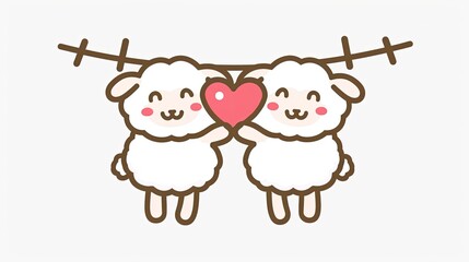 Wall Mural - Two cute sheep 