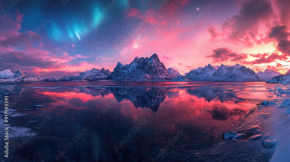 Aurora borealis dances across the night sky over the Lofoten Islands ...