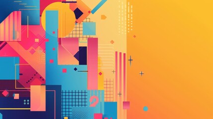 Poster - This abstract image features a blend of vibrant colors, geometric shapes, and modern design elements. The image evokes a sense of dynamism, energy, and creativity. It's perfect for use as a background