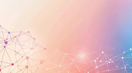 Poster - This image depicts a network of interconnected dots and lines, representing a digital network or a concept of interconnectedness.  The background features a soft and dreamy pastel gradient, evoking a 
