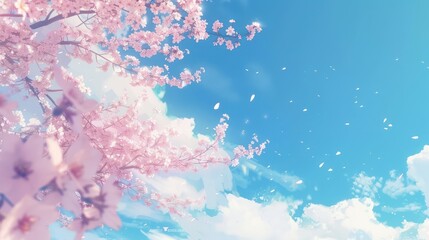 Canvas Print - Pink Cherry Blossoms Under a Blue Sky