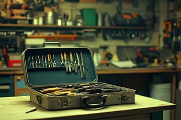 Toolbox open with various tools.