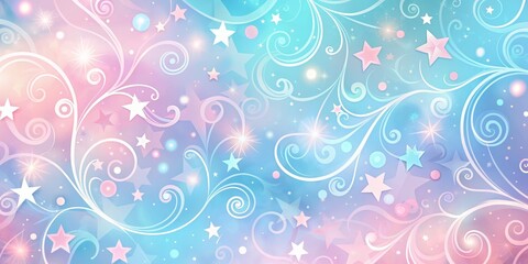Wall Mural - Whimsical Pastel Stars and Swirls - Digital Illustration, abstract, background, fantasy, galaxy
