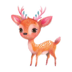 Cute Deer white background watercolor (8)