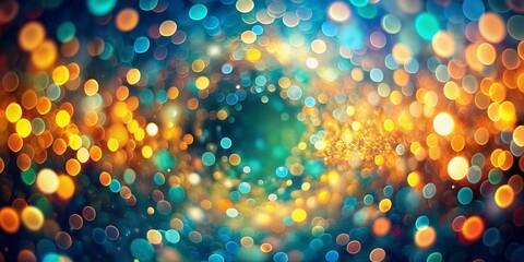 Wall Mural - Abstract Bokeh Background with Teal and Yellow Lights, bokeh, abstract, background, light