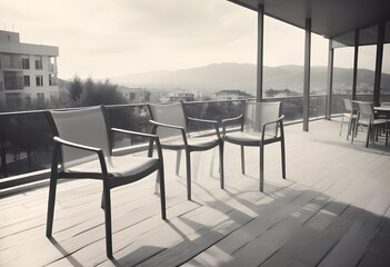 table and chairs at sunset