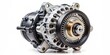 © Stock Spectrum - Close-up of a Shiny Silver Alternator with Black Pulley, automotive , alternator , auto parts , car parts
