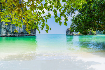 Wall Mural - Beautiful sandy beach at Hong Island, Krabi Province, southern Thailand, Asia