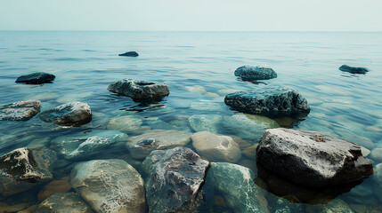 Wall Mural - shallow sea with rocks