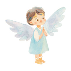 Wall Mural - cute kid wearing angle wing (16)