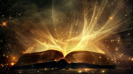 Wall Mural - Mystical Book Radiating Light and Magic