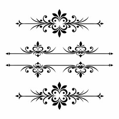 Wall Mural - graphic with a black elegant plant ornament on an isolated background