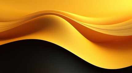 Canvas Print - Abstract Yellow and Black Wave Design