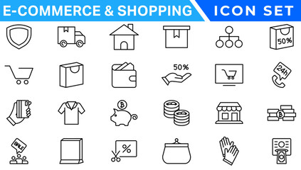 Poster - E-commerce avd Shopping icons collection set. Online shopping thin line icons. Shop icons vector